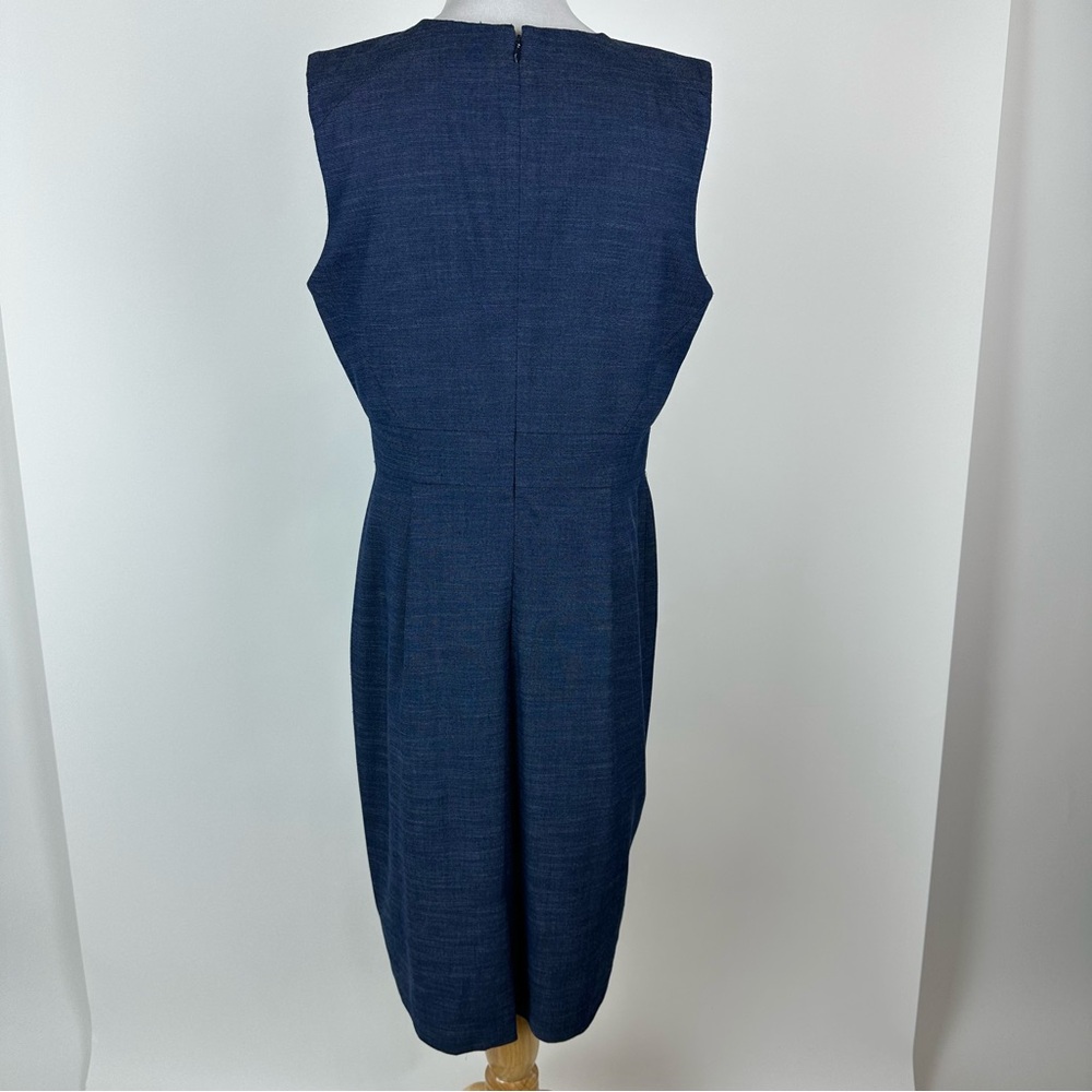 Ann Taylor Blue Navy Ruffle Shoulder Shift Dress Size 12 - Picture 9 of 12